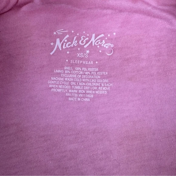 Nick and Nora Size XS/S Pink Coral Striped Soft Fuzzy Belted Robe OWL Embroidery